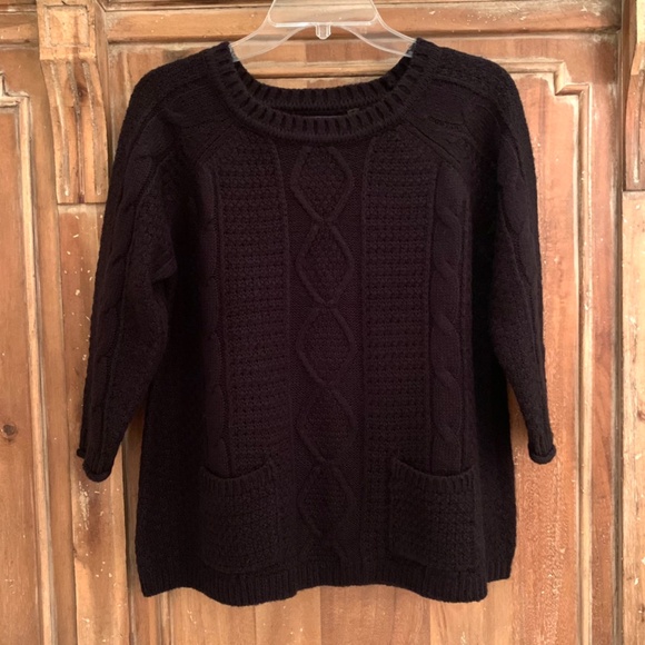Dex Clothing 3/4 Sleeve Black Cable Sweater Size Medium - Picture 1 of 11